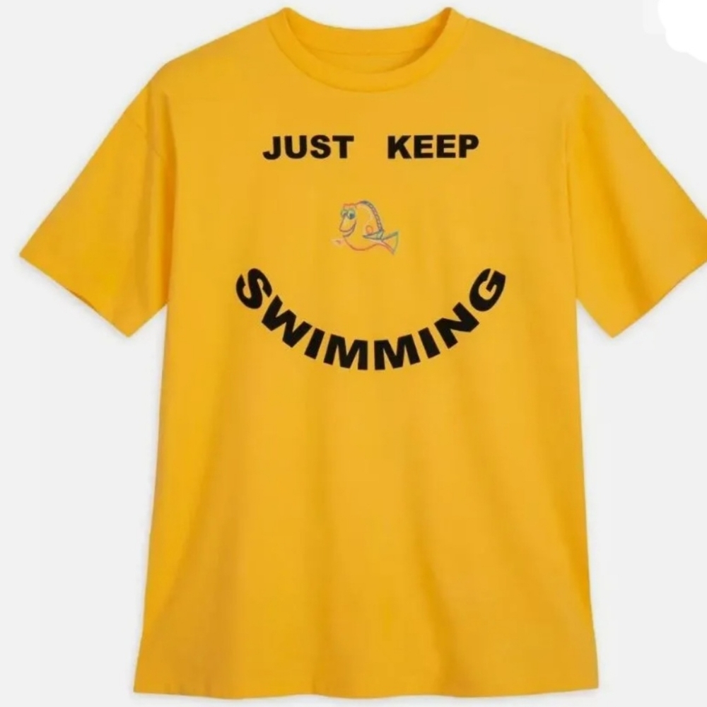 🏖Disney parks yellow "just keep swimming " Dory & Nemo t-shirt